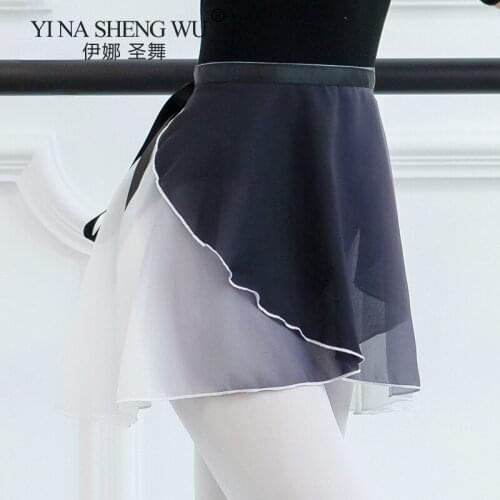 Gradient Ballet Skirt Women Adult Mesh Wrap Skirt Ballet Tutu Skate Skirt Chiffon Ballerina Soft Gymnastics Training Dance Wear