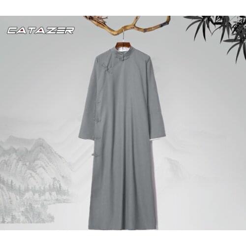 Cotton Wing Chun Man Robe Wudang Taoist Shaolin Buddhist Monk Kung Fu Suit Tai Chi Uniform Meditation Clothes Monk Robe