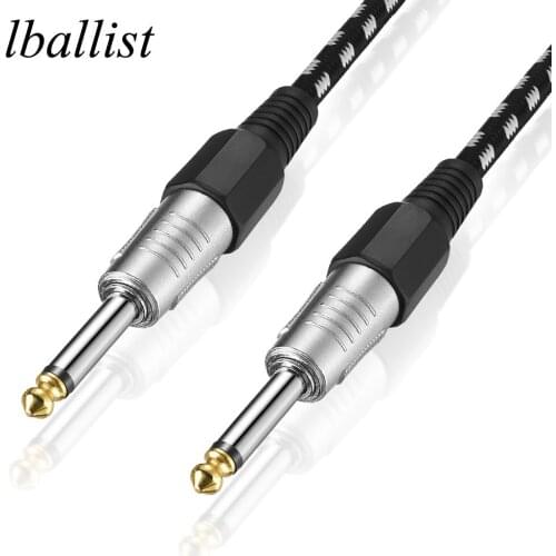 Lballist Nylon Braided 1/4'' Jack 6.5mm to 6.5mm Audio Mono Cable Male to Male For Amplifier Electric Guitar Mixer 3m 6m 10m