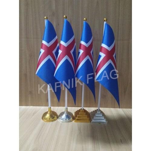 KAFNIK,5/10pcs a lot iceland table desk flag banner 14*21cm flag /Plastic flags or suction cups for your choice free shipping