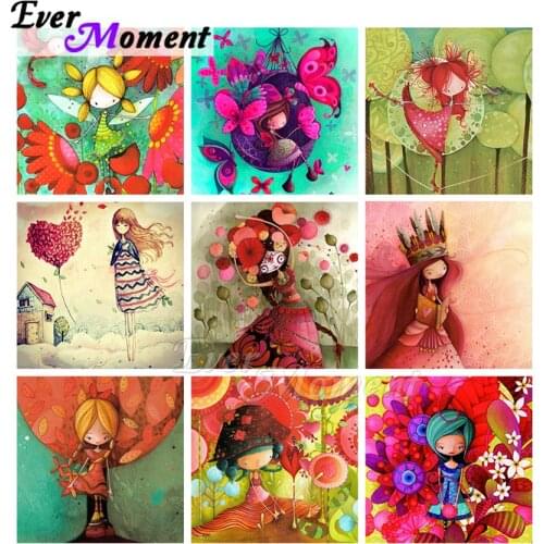Ever Moment Diamond Painting Embroidery Cartoon Girl Picture Paint By Diamond Wall Decoration Full Square Resin Drill ASF2243