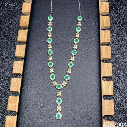 KJJEAXCMY Fine Jewelry 925 Sterling Silver Inlaid Natural Emerald Female New Pendant Necklace Elegant Support Test Hot Selling