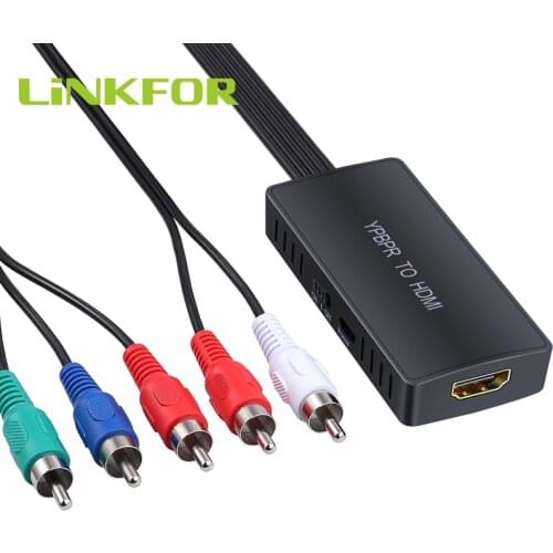 LiNKFOR 5RCA RGB YPbPr to HDMI Converter Upscaler 1080P YPbPr to HDMI Converter Component to HDMI Adaptor for DVD DVR PSP PS2