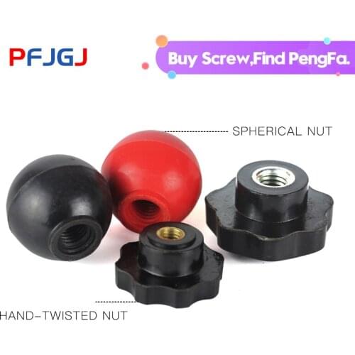 Peng Fa 10PCSM6 M8 M10 M12Plum Bakelite Hand Tighten Nuts Handle Thread Star Mechanical Black/red Thumb Nuts spherical Nylon Nut