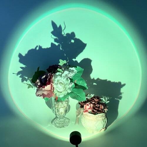 Multi-color USB Sunset Projector Led Night Light Sun Projection Desk Lamp for Bedroom Bar Coffee Store Wall Decoration Lighting