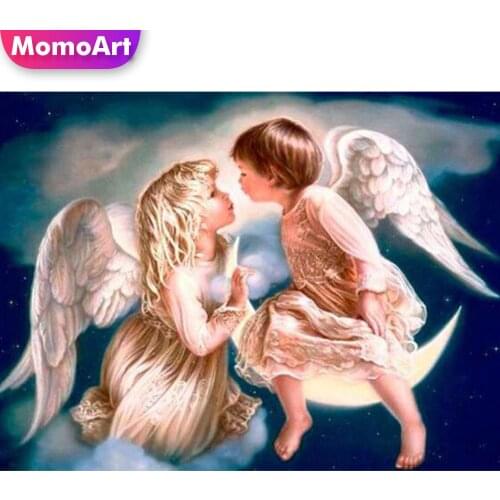 MomoArt 5D Diamond Painting Angel Needlework Diamond Embroidery Portrait Cross Stitch Mosaic Picture Rhinestones Home Decoration