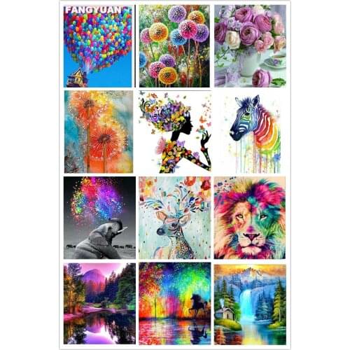 Full Drill Rainbow Animals 5D Diy Diamond Painting Accessories Scenic Lion Cross Stitch Kit Diamond Embroidery Mosaic Home Decor