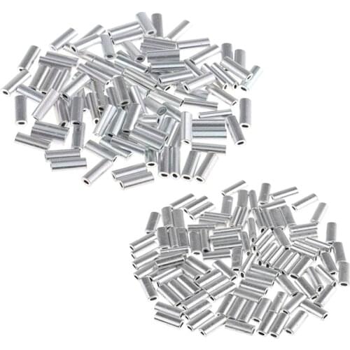 Pack of 200 Pieces Fishing Wire Single Barrel Crimp Sleeves, Fishing Line Leader Rigging Tackle Wire Rope Clips Tube Connector