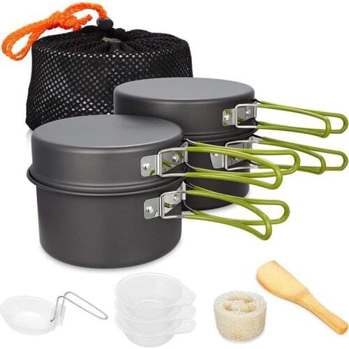 Ultralight Camping Cookware Utensils Outdoor Tableware Set Hiking Picnic BBQ Camping Tableware Pot Pan 2-3 persons