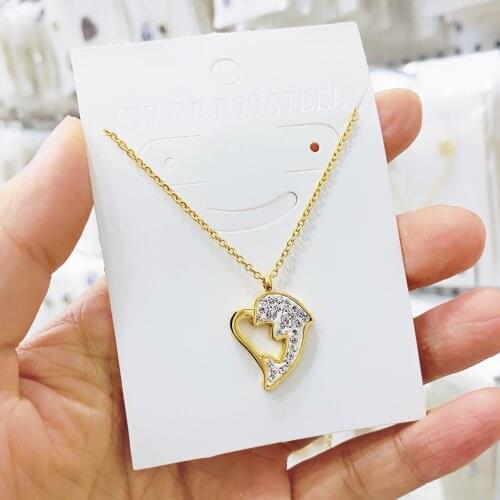 Stainless Steel Buy One And Get One Free Gold Chain Heart Star Love Bear Flower pearl Pendant Charms Women Necklace