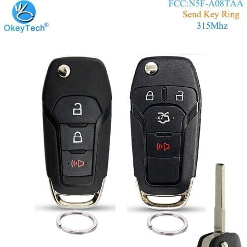 OkeyTech Remote Key for Ford Fusion Escort Focus Mondeo Ranger Flip Folding HU101 Blade 49 Chip N5F-A08TAA Send Key Ring