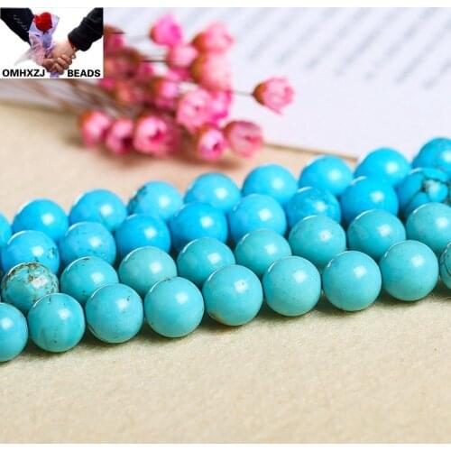 OMH Wholesale JD92 468 10 12mm Natural Jewelry DIY Making Bracelet Necklace Natural AAA Turquoise Loose Spacer Matte Round Beads