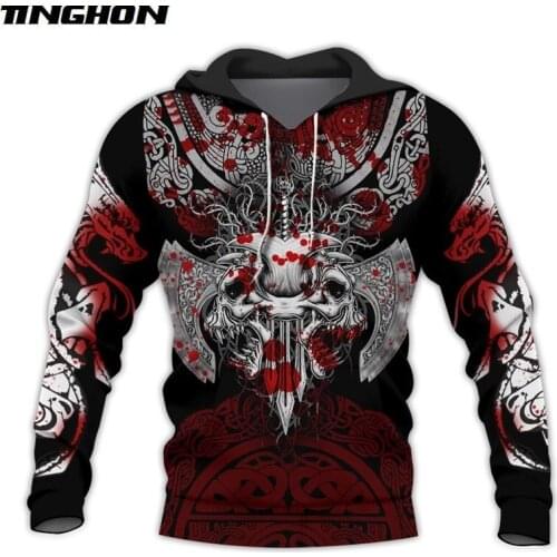 XS-7XL Viking Warrior Tattoo 3D Printed Shirts casual 3D Print Hoodies/Sweatshirt/Zipper Man Women satan Tattoo 05