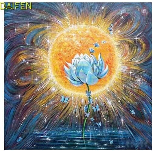 Full Round Diamond painting butterfly Full Square Diamond mosaic Oil painting sun lotus 5D DIY Diamond embroidery Cross stitch