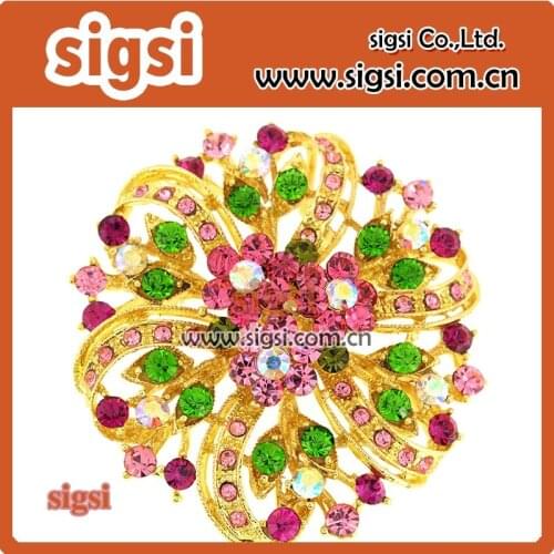 Popular crystal rhinestone flower brooch for bridal decoration