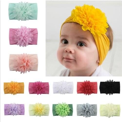 Baby Girl Headbands Sweet Kids Girl Baby Headband Infant Newborn Flower Bow Hair Band Accessories Baby Chiffon Flower Headband