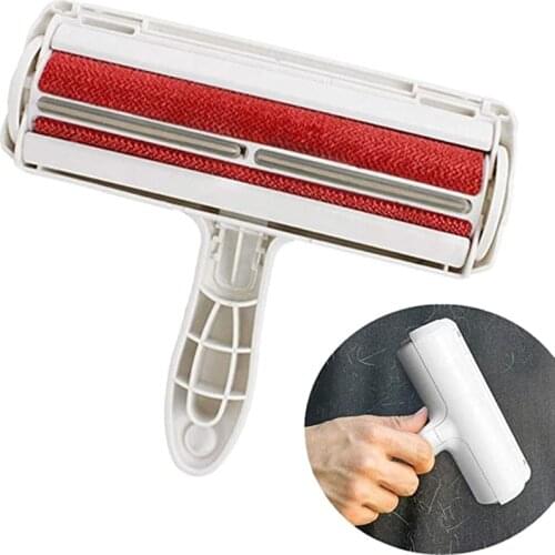 Pet Hair Roller Remover Lint Brush 2-Way Dog Cat Comb Tool Convenient Cleaning Dog Cat Fur Brush Base Sofa Clothe