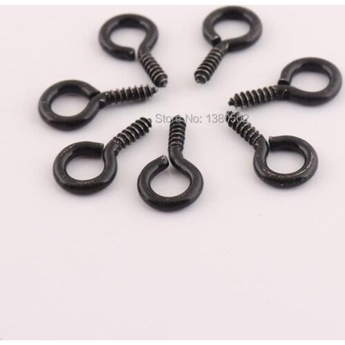 100pcs 16*8mm Black Color Eye Pins Hooks Eyelets Screw Threaded Metal Jewelry Pendant Clasps DIY Jewelry Making Accessories