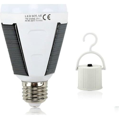 Solar light bulb rechargeable 7W 12W 85V-265V LED E27 waterproof outdoor emergency camping hiking fishing light