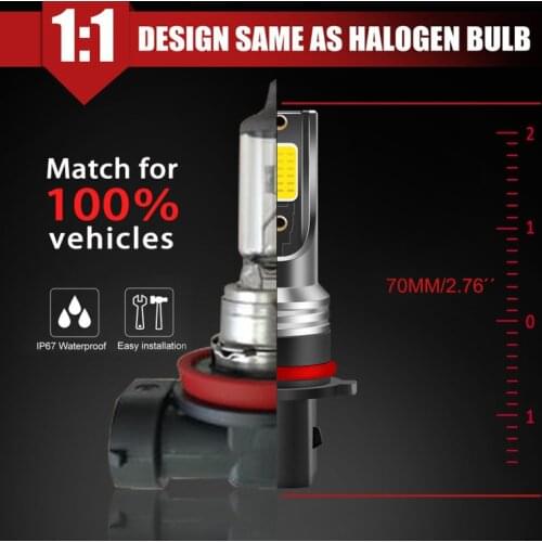 2 Pcs LED Fog Light Bulbs 3000K Yellow 3000 Lumens 30W High Power H8/H11/880/881/5202/9005/9006/P13W Suitable Rain Foggy Weather