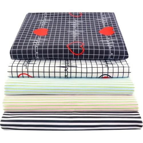 Teramila Twill Stripe Plaids Printed Patchwork Cloth Cotton 100% Fabrics for Sewing Bedding Quilting Needlework Home Textiles