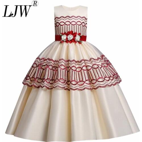 2018 New sleeveless lace Full dress Elegant and high-end clothing in summer The girl went to the birthday party Full dress 4-14T
