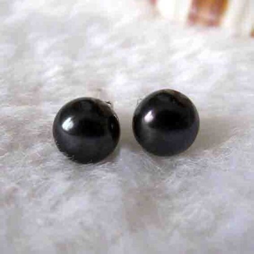 New Arrival Favorite Pearl Earrings 8mm Black Freshwater Pearls S925 Sterling Silver Stud Earring Fine Jewelry Nice Lady Gift