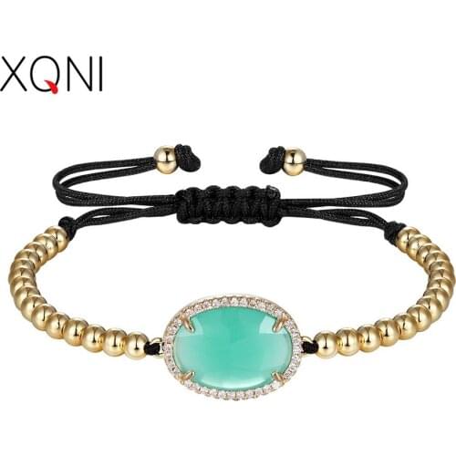 XQNI 8 Colors Choices Oval Crystal Pattern 4MM Beads AAA Cubic Zircon Rope Chain Bracelet For Women Luxury Jewelry New Year Gift
