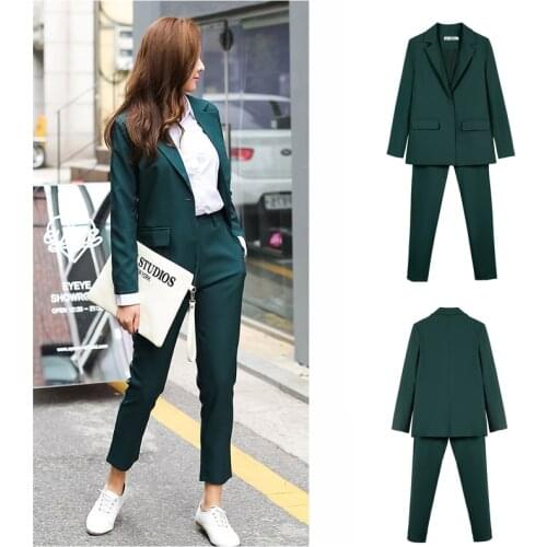 Work Pant Suits OL 2 Piece Set for Women Business Interview Uniform Blazer and Pencil Pant Office Lady