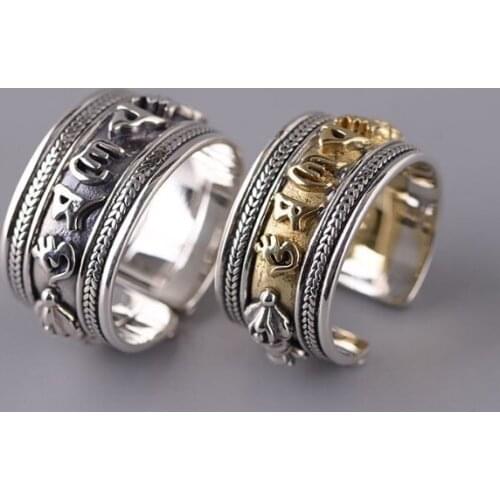 925 STERLING SILVER Om Mani Padme Hum Vajra RING men women gift jewelry A3322