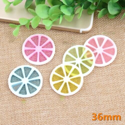 Fruit Resin Cabochons DIY Jewelry Findings 36mm Flatback Kawaii Glitter Orange Slice Clay Beads Charms Pendant DIY 10pcs
