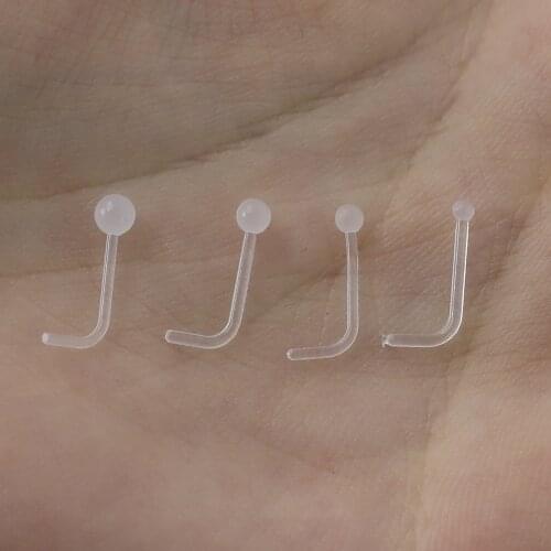 10 Pcs L-Shaped Clear Transparent Invisible Nose Rings And Studs Ear Piercing Nose Nail Body Jewelry Women Men Sexy Accessories