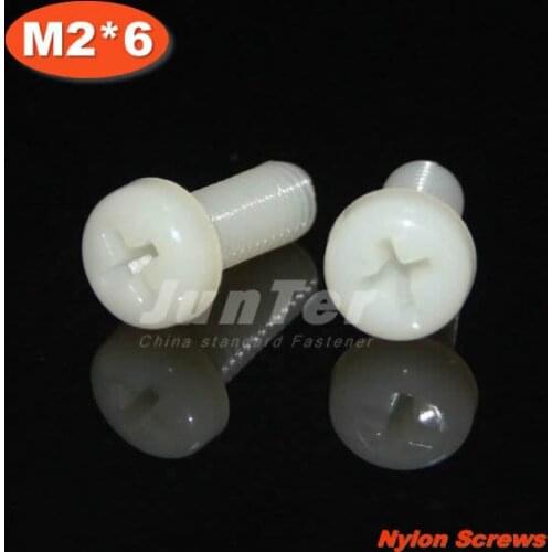100pcs/lot DIN7985 M2*6 Nylon Phillips Pan Head (Cross recessed pan head) Machine Screws