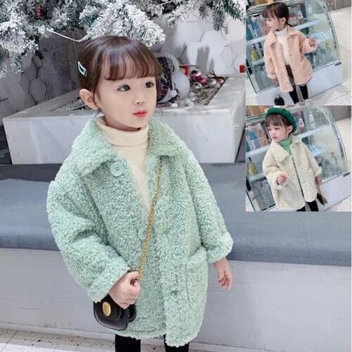 2020 new girl baby cashmere coat girls kids fake fur winter coats childrens clothing 2-7age