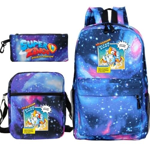 Plecak Mochila Super Zings Backpack Anime Cartoon 3 Pcs Set with Pen Bag Shoulder Bags Superzings Bookbag Primary Schoolbag Gift