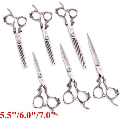 5.5 6 7 Inch Hair Cutting Salon Thinning Hair Cutting Tools Hairdressing Scissors Profissional Baber Styling Tools Shers 9100