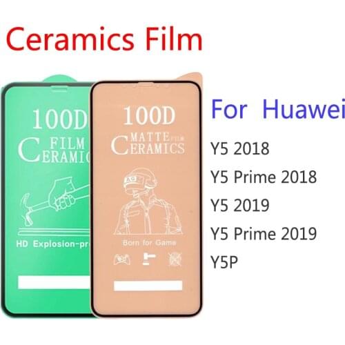 50Pcs\Lot 100D Full Cover Soft Ceramic Tempered Glass For Huawei Y5 Prime 2018 2019 Y5P Protector Film
