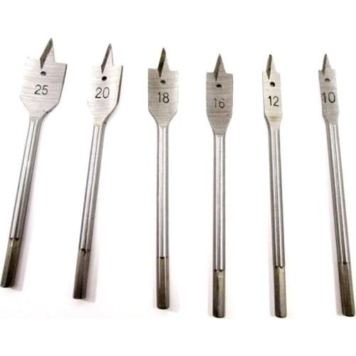 6Pcs Flat Spade Wood Drill Bits Set High-carbon Steel Hole Cutter Woodworking DIY Tools