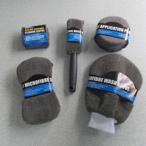 9Pcs Car Microfiber Washing Sponge Glove Towel Wheel Brush Cleaning Tools Kit 2020