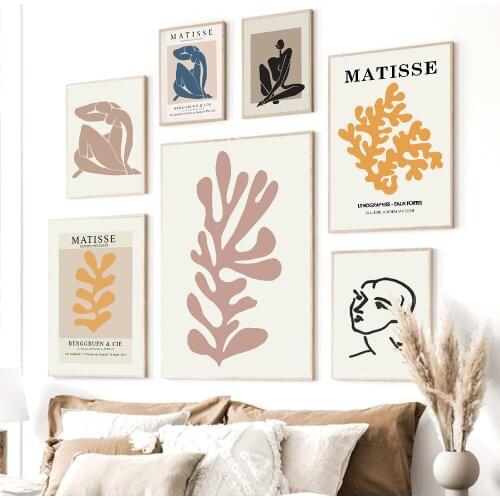Abstract Matisse Art Minimalism Poster Modern Feature and Leaves Style Canvas Wall Art Painting Home Decoration for Bedroom