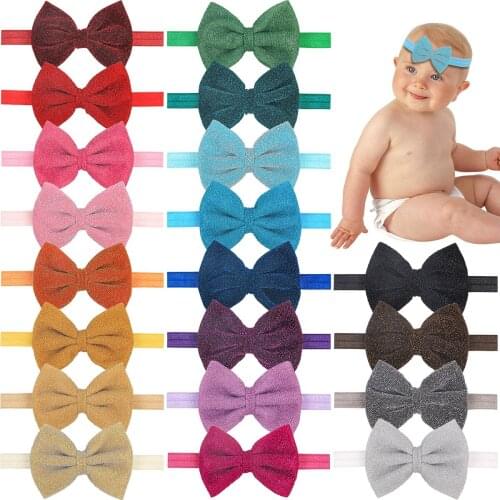 XIMA Glitter Bows Headbands 4inch Fabric Glitter Hair Ribbon Bows for Hair Accessories 20pcs/lot