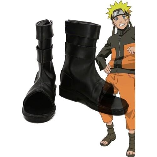 Uzumaki Shoes Cosplay Anime Uzumaki Ninja Black Shoes Cosplay Boots Custom Made Any Size