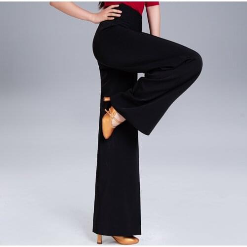 Latin Dance Pants Women Black Trousers Tango Salsa Flamengo Cha Professional Practice Clothing Ladies Ballroom Dancewear DN3147