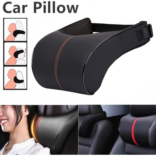 PU Leather Ergonomic Health Car Auto Seat Pillow Memory Foam Neck Rest Pillow Headrest Pad Cushion Lumbar Support Back Pillow