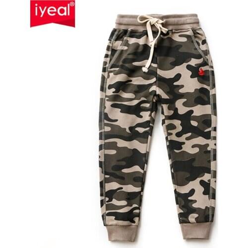 IYEAL New Camouflage Pants For Kids Boys Cotton Causal Straight Children Camo Long Pants Kids Trousers for Boy 4-10 Years