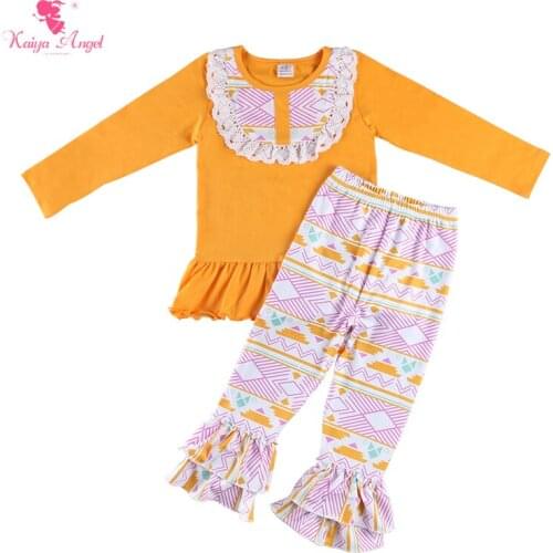 Kaiya Angel 2018 Toddler Girls Clothing Sets Autumn Winter Children Girls Clothes T-shirt+Floral Pants Princess Boutique Outfits