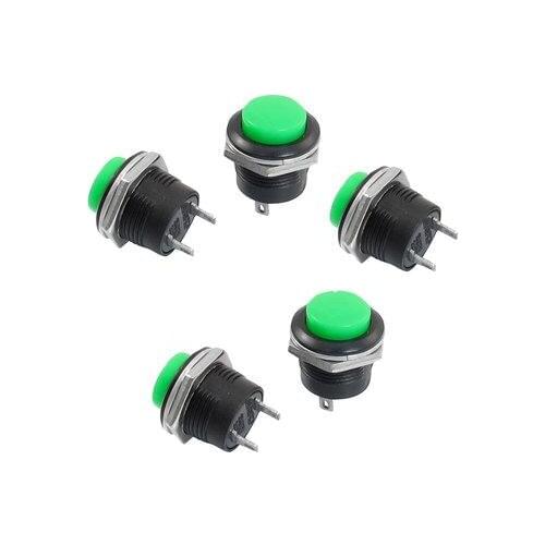 Green Cap SPST Momentary Panel Mount Pushbutton Switch AC 6A/125V 3A/250V