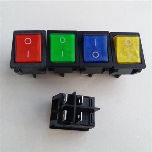 7pcs rocker switch 250V 30A 4pin 2 gear KCD4 31*25mm NO-OFF Green/Red/Blue/Yellow for power supply