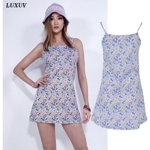 LUXUV Womens Clothing Tank Dress Floral Print Boho Traf Summer Beach Sukienka Harajuku For Ceremony Midi Costume Loose Robe