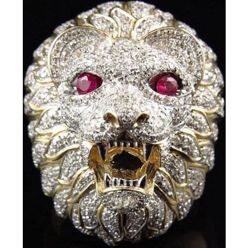 Milangirl New Creative Lion Head Punk Luxury Rings For Men Party Club Fashion Gothic Championship Rings Jewelry